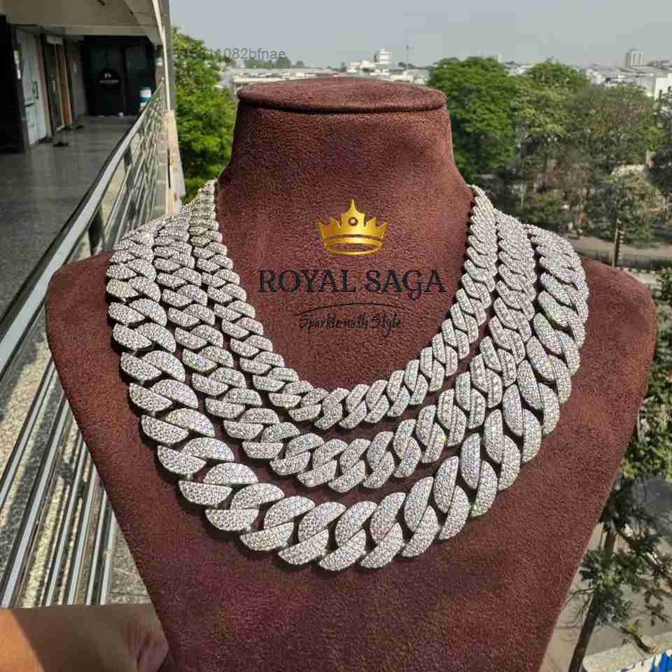 Cuban Link Chain 12Mm - ผู้ผลิตสร้อยคอคิวบันลิงค์แบบไมอามี่ประดับเพชรโมอิสซาไนต์ VVS ขนาด 12 มม./15 มม./18