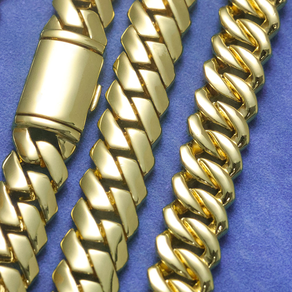Cuban Link Chain 12Mm - สร้อยคอ ESKEEM แบบขัดเงาสูง Monaco Chains ขนาด
