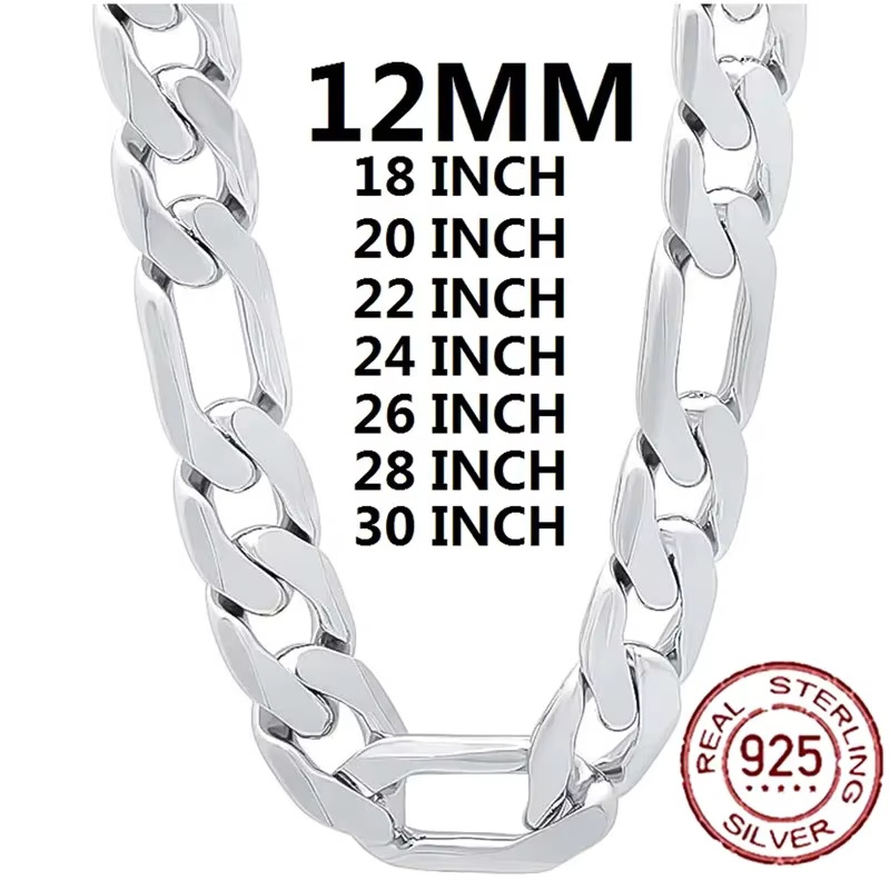สร้อยคอเงินแท้ 925 สำหรับผู้ชา - Cuban Link Chain 12Mm บทวิจารณ์และราคา