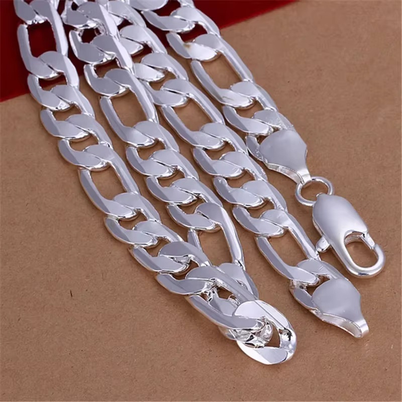 สร้อยคอเงินแท้ 925 สำหรับผู้ชา - Cuban Link Chain 12Mm บทวิจารณ์และราคา