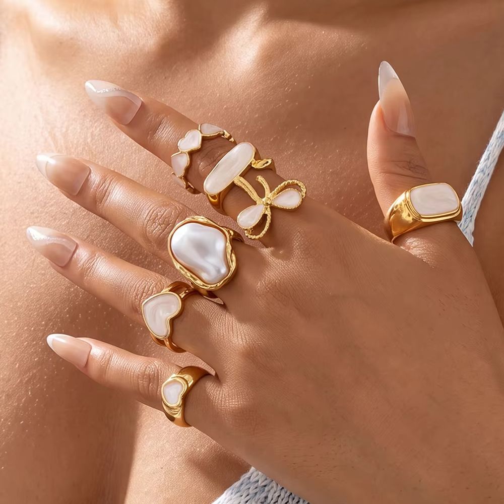 7 ชิ้น/ชุด แหวนโลหะประดับมุกโบ - Vintage Punk Knuckle Rings Set บทวิจารณ์และราคา