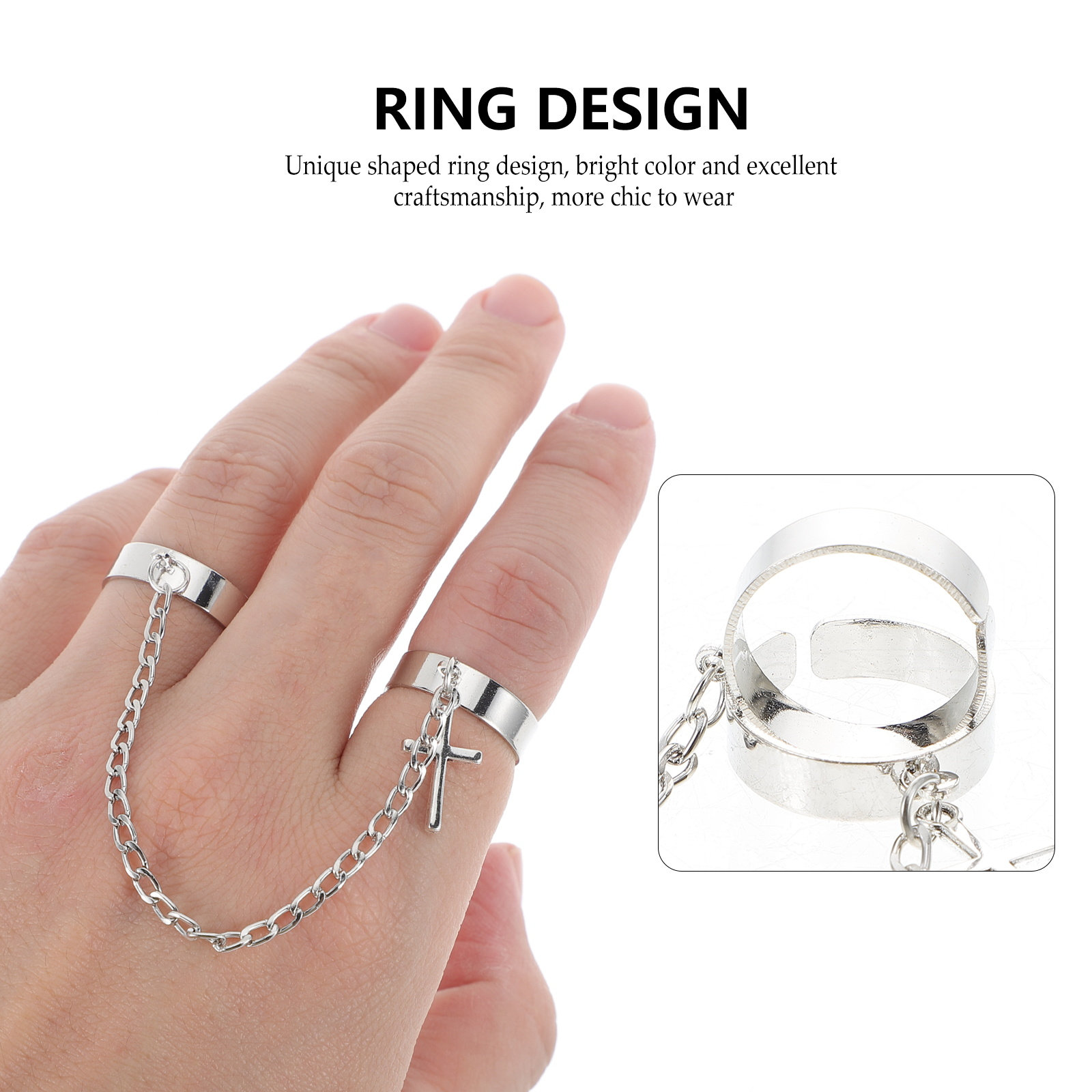 ชุดแหวนข้อกลางนิ้ว โซ่ไขว้ แหว - Vintage Punk Knuckle Rings Set บทวิจารณ์และราคา