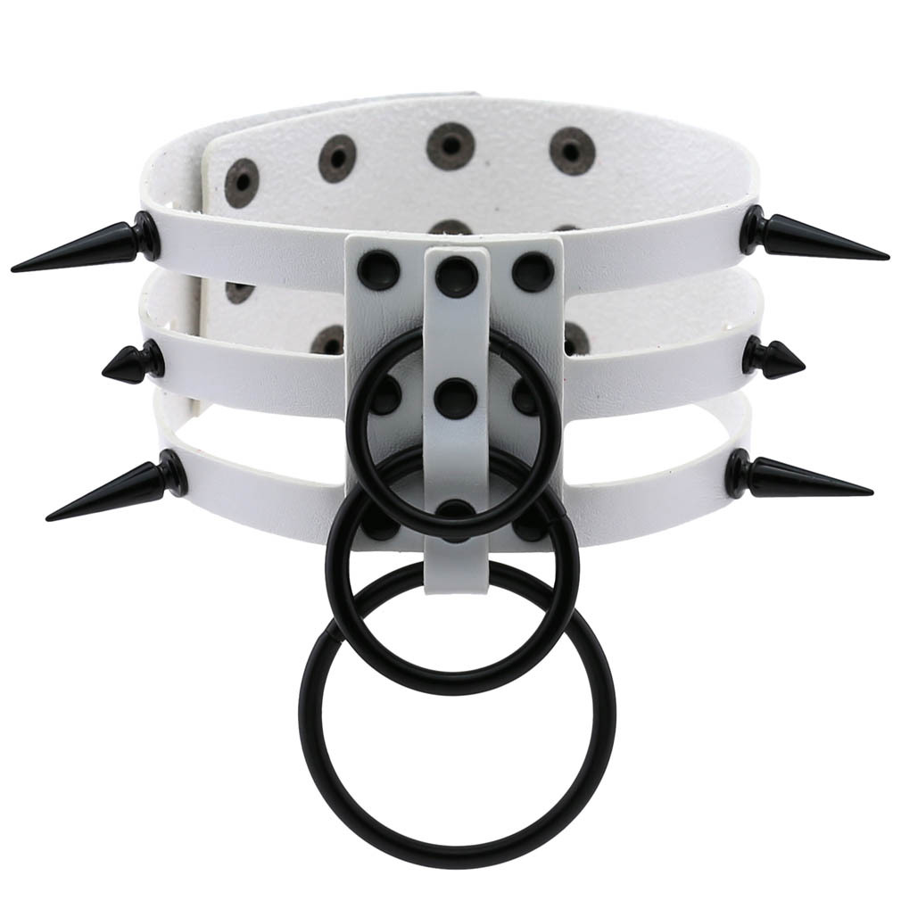 สร้อยคอโชคเกอร์หนังหมุดดำแฟชั่ - Goth Punk Spike Choker บทวิจารณ์และราคา