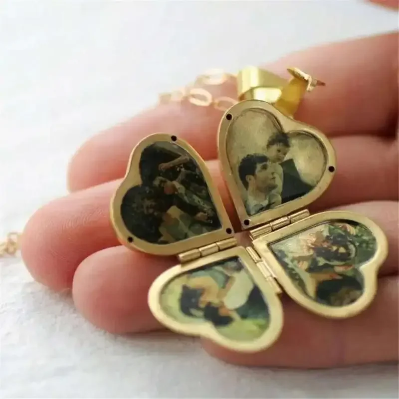 สร้อยคอวินเทจแบบพับได้หลายชั้น - Heart Locket Necklace Photo บทวิจารณ์และราคา