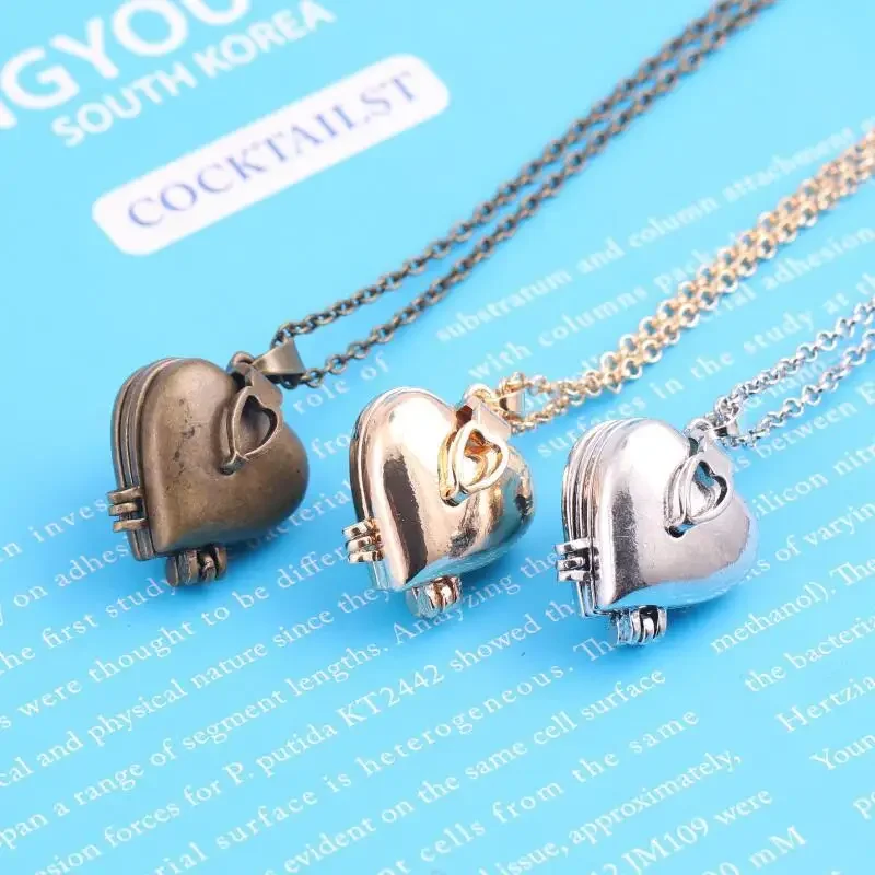 สร้อยคอวินเทจแบบพับได้หลายชั้น - Heart Locket Necklace Photo บทวิจารณ์และราคา
