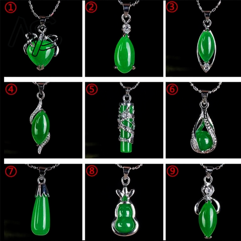 จี้หยกเขียวจีนทรงหยดน้ำเงินเงิ - Necklaces บทวิจารณ์และราคา